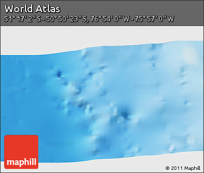 Physical 3D Map of the Area around 51° 3' 43" S, 76° 25' 30" W