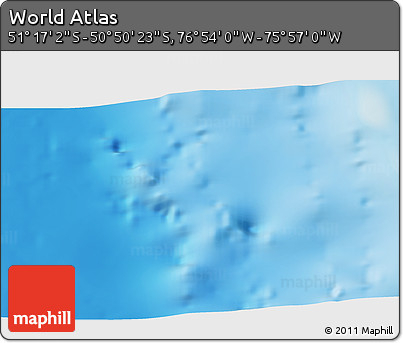 Physical 3D Map of the Area around 51° 3' 43" S, 76° 25' 30" W