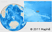 Shaded Relief Location Map of the area around 51° 3' 43" S, 77° 25' 30" E