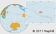 Political Location Map of the area around 51° 3' 43" S, 78° 16' 30" E