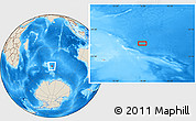Shaded Relief Location Map of the area around 51° 3' 43" S, 78° 16' 30" E
