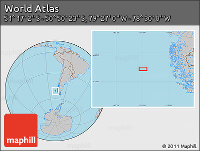 Gray Location Map of the Area around 51° 3' 43" S, 78° 58' 29" W