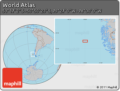 Gray Location Map of the Area around 51° 3' 43" S, 78° 58' 29" W