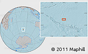Gray Location Map of the area around 51° 3' 43" S, 79° 7' 30" E, hill shading