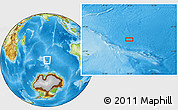 Physical Location Map of the area around 51° 3' 43" S, 79° 7' 30" E
