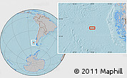 Gray Location Map of the area around 51° 3' 43" S, 79° 49' 29" W, hill shading