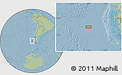 Savanna Style Location Map of the area around 51° 3' 43" S, 79° 49' 29" W, hill shading