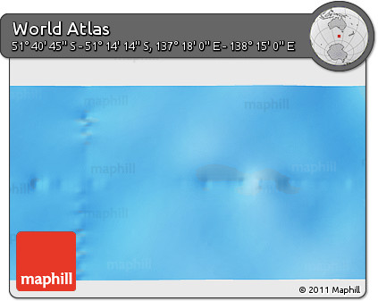 Physical 3D Map of the Area around 51° 27' 30" S, 137° 46' 30" E