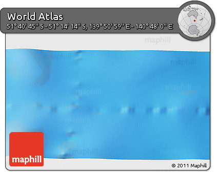 Physical 3D Map of the Area around 51° 27' 30" S, 140° 19' 29" E
