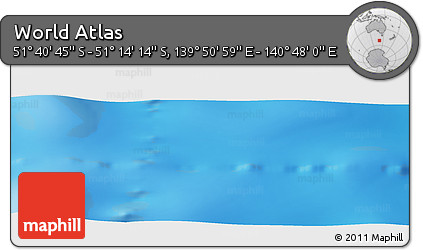 Physical Panoramic Map of the Area around 51° 27' 30" S, 140° 19' 29" E