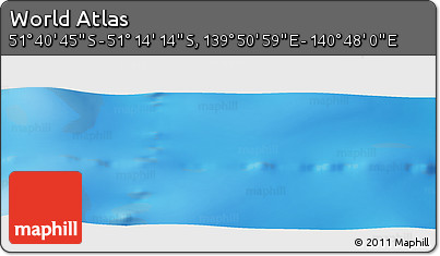 Physical Panoramic Map of the Area around 51° 27' 30" S, 140° 19' 29" E