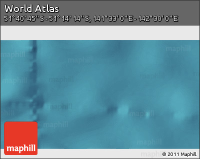 Satellite 3D Map of the Area around 51° 27' 30" S, 142° 1' 30" E