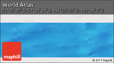 Physical Panoramic Map of the Area around 51° 27' 30" S, 148° 49' 29" E