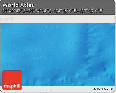 Physical 3D Map of the Area around 51° 27' 30" S, 154° 46' 30" E