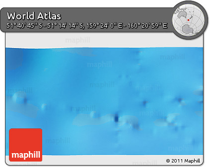 Physical 3D Map of the Area around 51° 27' 30" S, 159° 52' 30" E