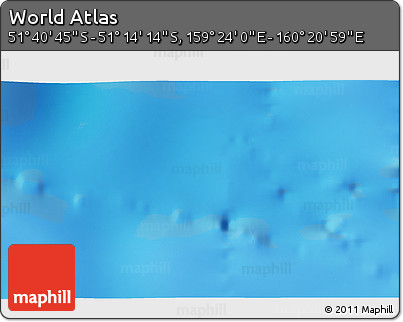 Physical 3D Map of the Area around 51° 27' 30" S, 159° 52' 30" E