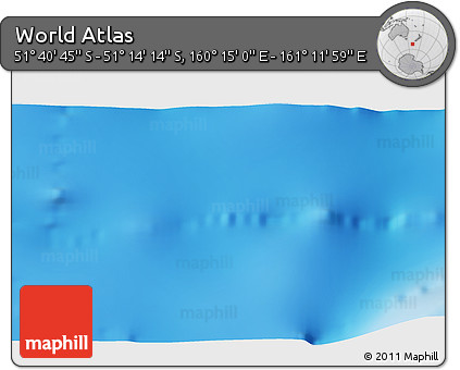 Physical 3D Map of the Area around 51° 27' 30" S, 160° 43' 29" E