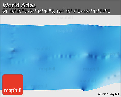 Physical 3D Map of the Area around 51° 27' 30" S, 160° 43' 29" E