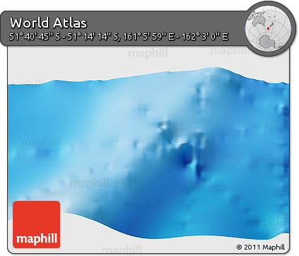 Physical 3D Map of the Area around 51° 27' 30" S, 161° 34' 29" E