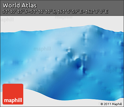 Physical 3D Map of the Area around 51° 27' 30" S, 161° 34' 29" E