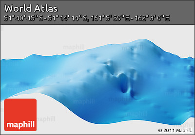 Physical Panoramic Map of the Area around 51° 27' 30" S, 161° 34' 29" E