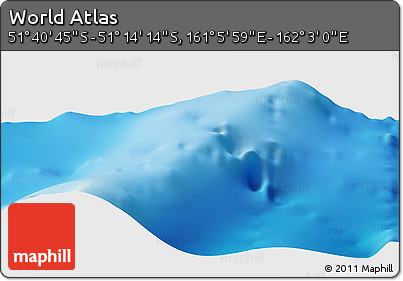 Physical Panoramic Map of the Area around 51° 27' 30" S, 161° 34' 29" E
