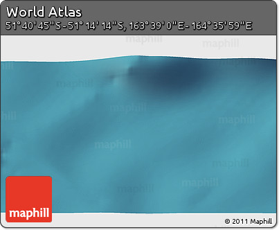 Satellite 3D Map of the Area around 51° 27' 30" S, 164° 7' 30" E