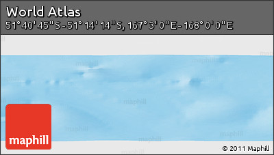 Physical Panoramic Map of the Area around 51° 27' 30" S, 167° 31' 30" E
