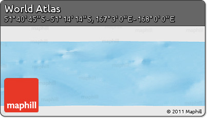 Physical Panoramic Map of the Area around 51° 27' 30" S, 167° 31' 30" E