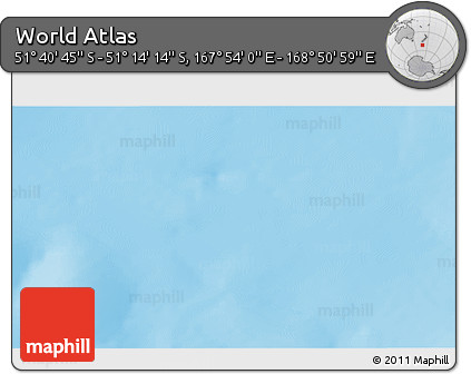 Physical 3D Map of the Area around 51° 27' 30" S, 168° 22' 30" E