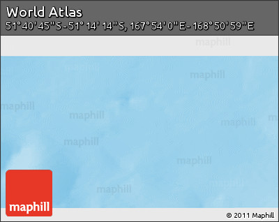 Physical 3D Map of the Area around 51° 27' 30" S, 168° 22' 30" E