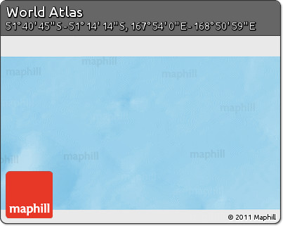 Physical 3D Map of the Area around 51° 27' 30" S, 168° 22' 30" E