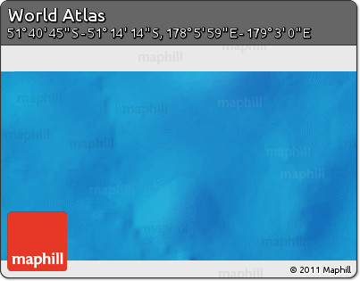 Physical 3D Map of the Area around 51° 27' 30" S, 178° 34' 29" E