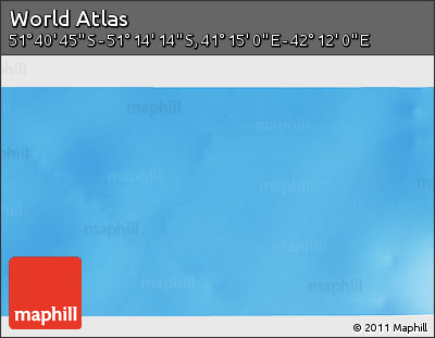 Physical 3D Map of the Area around 51° 27' 30" S, 41° 43' 30" E