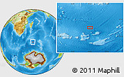 Physical Location Map of the area around 51° 27' 30" S, 49° 22' 30" E
