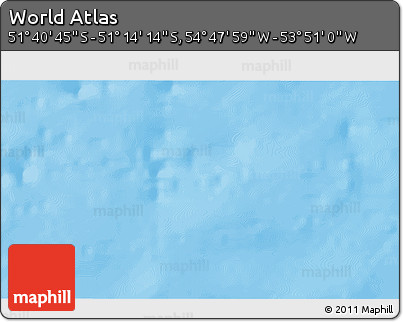 Physical 3D Map of the Area around 51° 27' 30" S, 54° 19' 30" W
