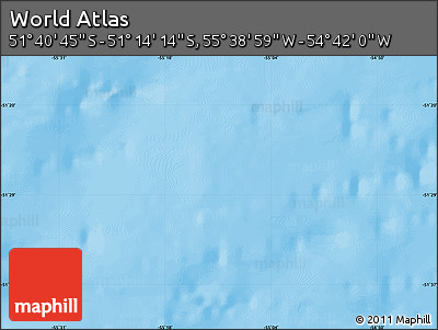 Physical Map of the Area around 51° 27' 30" S, 55° 10' 29" W