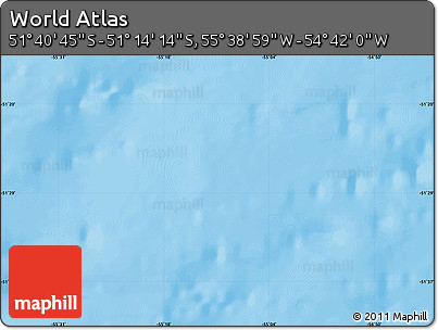 Physical Map of the Area around 51° 27' 30" S, 55° 10' 29" W