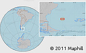Gray Location Map of the area around 51° 27' 30" S, 64° 31' 30" W, hill shading
