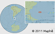 Savanna Style Location Map of the area around 51° 27' 30" S, 64° 31' 30" W, hill shading