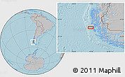 Gray Location Map of the area around 51° 27' 30" S, 75° 34' 29" W, hill shading