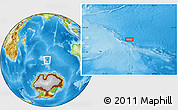 Physical Location Map of the area around 51° 27' 30" S, 77° 25' 30" E