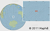 Savanna Style Location Map of the area around 51° 27' 30" S, 89° 19' 29" E, hill shading