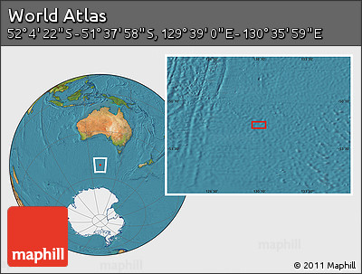 Satellite Location Map of the Area around 51° 51' 10" S, 130° 7' 30" E