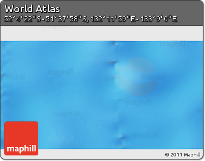 Physical 3D Map of the Area around 51° 51' 10" S, 132° 40' 30" E