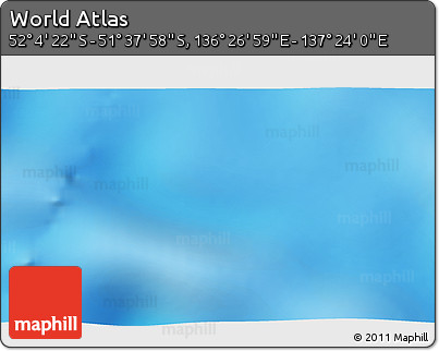 Physical 3D Map of the Area around 51° 51' 10" S, 136° 55' 30" E