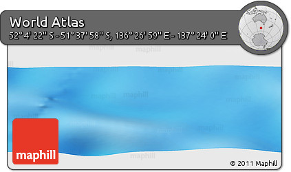 Shaded Relief Panoramic Map of the Area around 51° 51' 10" S, 136° 55' 30" E