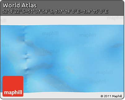 Physical 3D Map of the Area around 51° 51' 10" S, 137° 46' 30" E