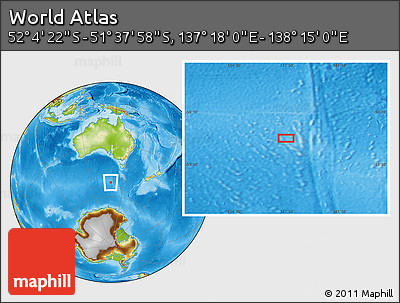 Physical Location Map of the Area around 51° 51' 10" S, 137° 46' 30" E