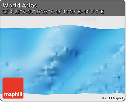 Physical 3D Map of the Area around 51° 51' 10" S, 13° 40' 30" E